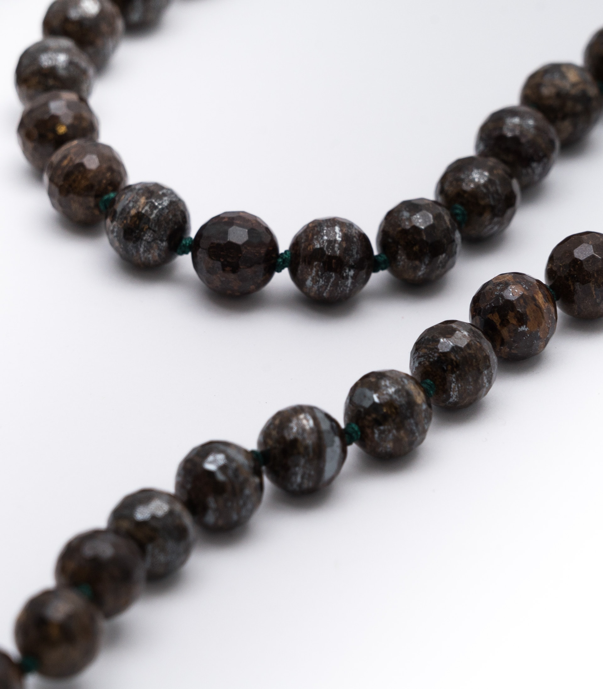 Silver Rose Brown Bronzite Necklace closeup picture