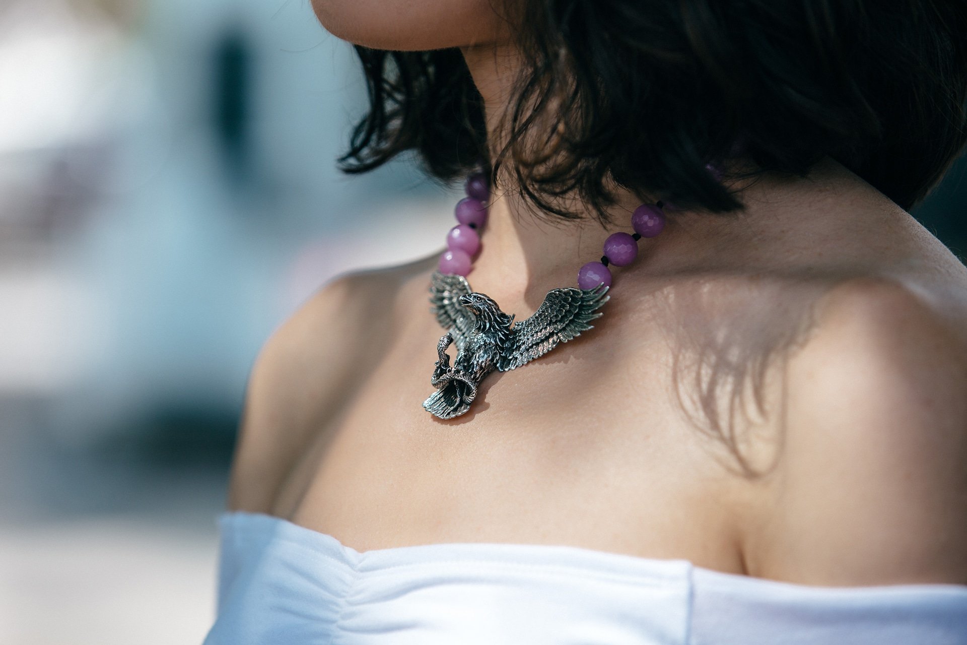 Express Your Power with the Eagle Queen Violet Choker Necklace